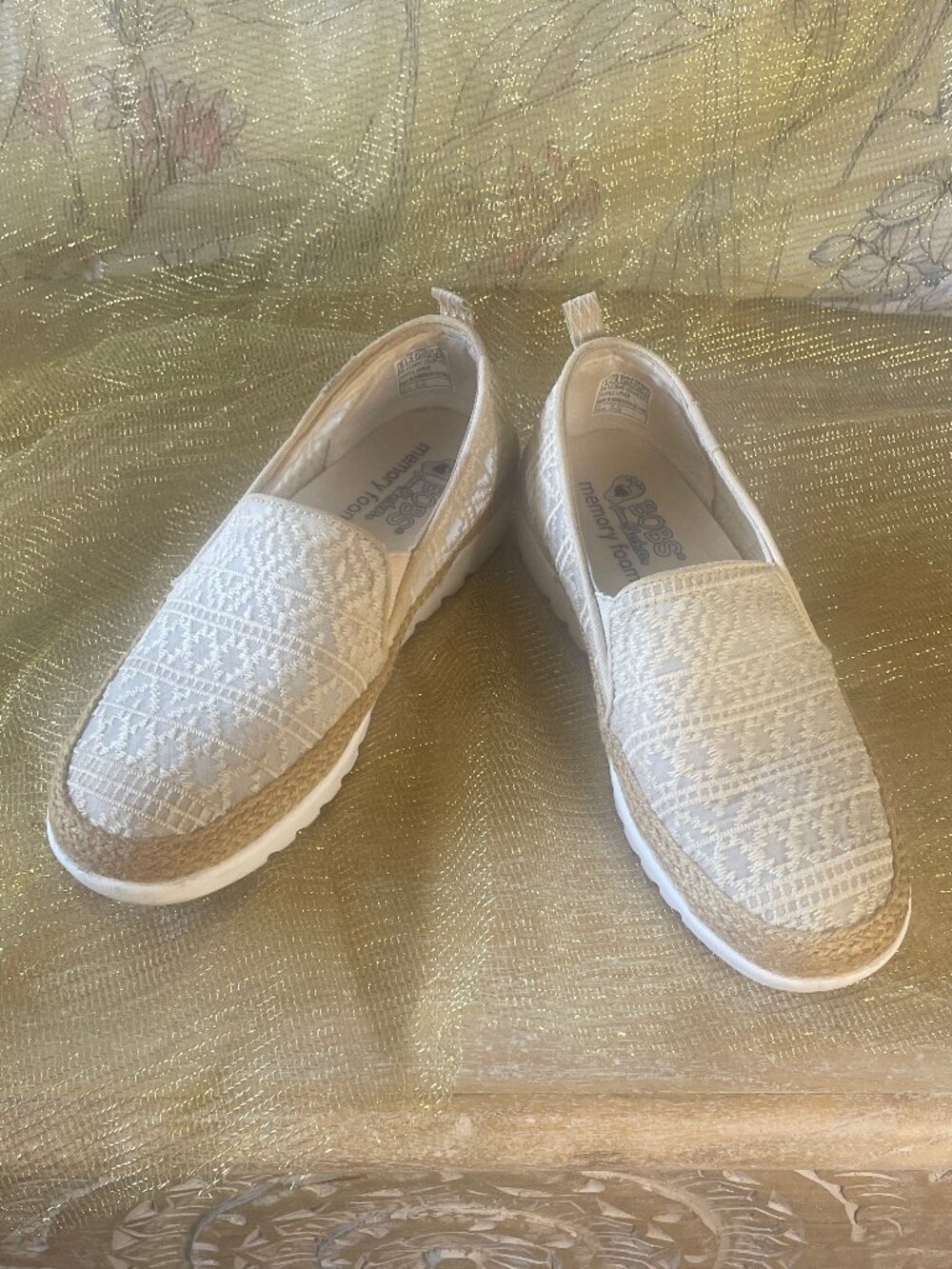 BOBS from Skechers Women's Ivory Woven Slip-On Loafers
